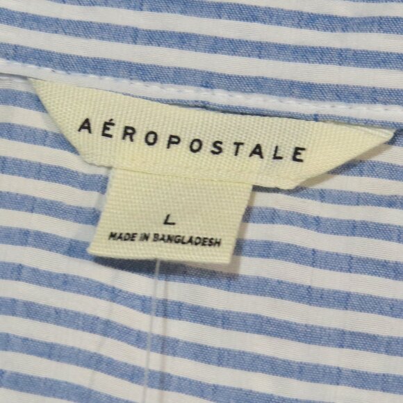 NEW Aeropostale Striped Button Front Shirt Top SIZE Large Blue - Picture 9 of 12